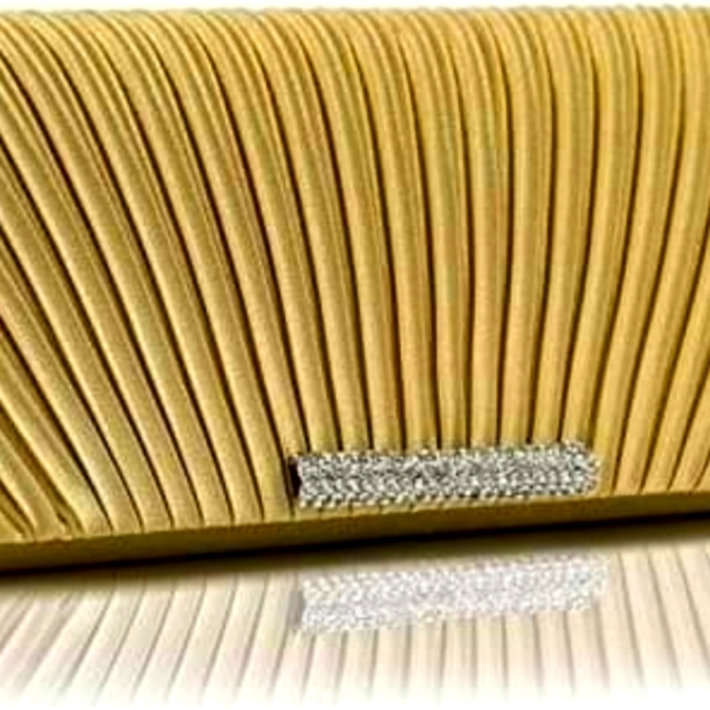 The Scarleton Satin Flap Clutch With Crystals - Gold